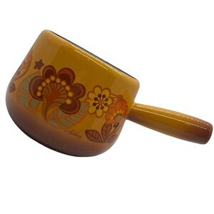 Vintage 70s Aubecq Enamelware Floral Pot, France